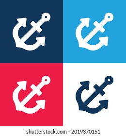 Anchor blue and red four color minimal icon set