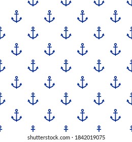 anchor blue vector seamless print