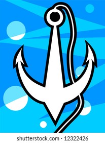 anchor in blue with water bubbles	