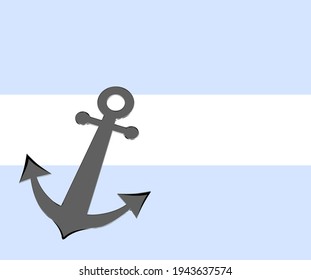 Anchor, boat, blue background, vintage style, nautical illustration vector Water travel symbols