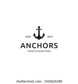 Minimal Emblem Anchor Ship Line Art Stock Vector (Royalty Free) 1930256696
