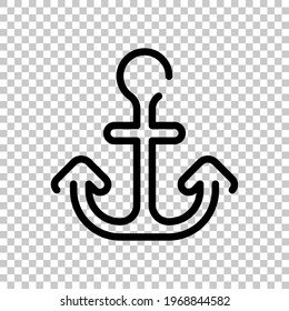 Anchor of the boat, simple icon. Black editable linear symbol on transparent background