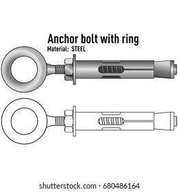 Anchor bolt steel with ring for hanging parts.