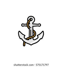Anchor bright flat outline icon