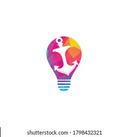 Anchor bulb shape concept vector logo design.
