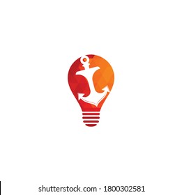Anchor bulb shape concept vector logo design.