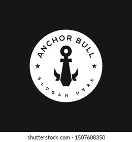 Anchor with bull horn logo design. vector illustration