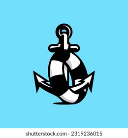 anchor and buoy vector design on white background