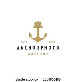 Anchor with Camera Photography logo template vector icon illustration design