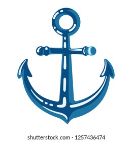 Anchor in cartoon style. Blue colour