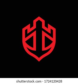 Diseño del logotipo combinado de anclaje y castillo