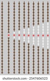 Corrente Âncora. 10 comprimentos diferentes marcados de 0 a 9 manilhas. Ilustração isolada de vetor.