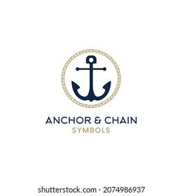 Anchor And Chain Circular Logo For Harbor, Marine, Cruise Design Inspiration