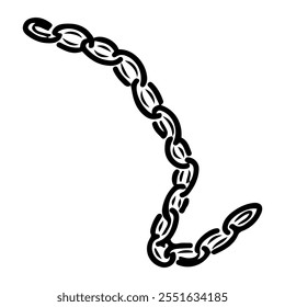 Anchor chain hand drawn doodle. Ship equipment. Item for holding a boat in place. Ocean sailing. Sea voyage. Fishing transport. Vector line art illustration.