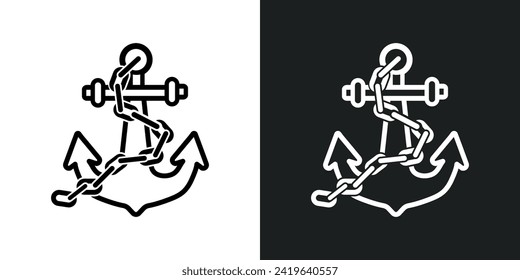 Anchor with chain icon illustration. Simple anchor symbol. Isolated graphic illustration sailing. Anchors icons in vector design flat style