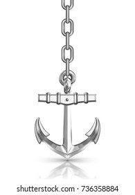  anchor with chain isolated on white background
