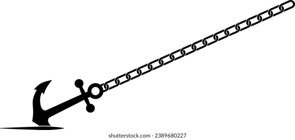 anchor chain stuck in the sand vector