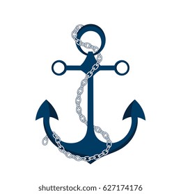Anchor with chain. Vector icon. Logo marine theme