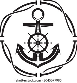 Anchor circle black steering boat