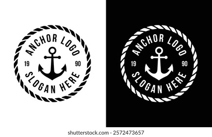 Anchor circular stamp logo design