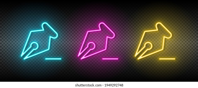 anchor, clear, pen vector icon yellow, pink, blue neon set. Tools vector icon