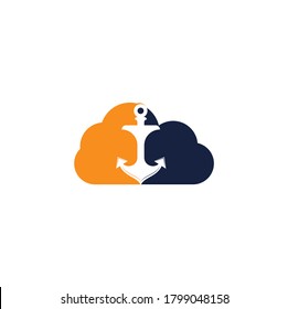 Anchor cloud shape concept vector logo design. Creative anchor logo design.