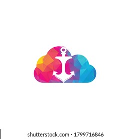 Anchor cloud shape concept vector logo design. Creative anchor logo design.