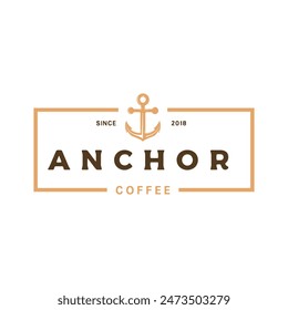 Anchor coffee vintage stamp marine and sailor cafe beach logo design inspiration