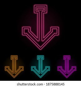 conjunto de neones color de ancla. Línea delgada simple, vector de contorno de iconos web para ui y ux, sitio web o aplicación móvil