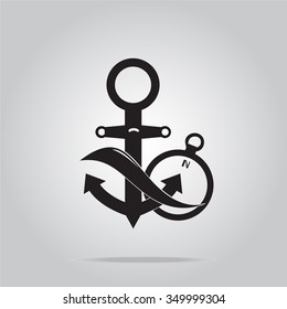 Anchor and compass icon