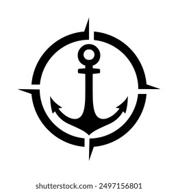 Anchor Compass ilustración logo Vector Imagen camiseta