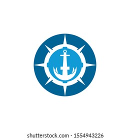 Anchor and compass logo design icon symbol