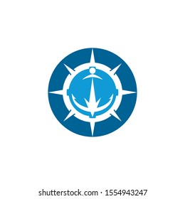 Anchor and compass logo design icon symbol
