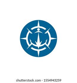 Anchor and compass logo design icon symbol