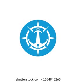 Anchor and compass logo design icon symbol