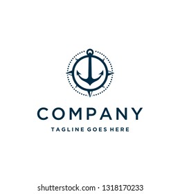 Anchor . compass logo inspiration.Circle anchor logo template. Compass logo