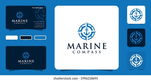 anchor and compass logo for marine logo and business card design