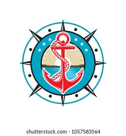 Anchor and compass logo template