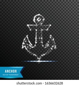 anchor from connecting dot and line. light effect. vector illustration, isolated on transparent background