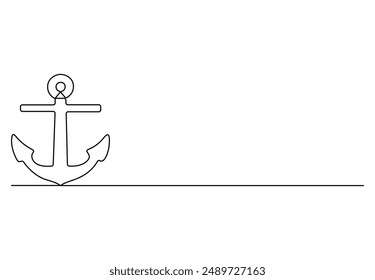 Anchor continuous one line drawing vector illustration