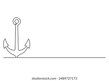 Anchor continuous one line drawing vector illustration