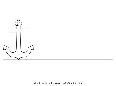 Anclar Ilustración vectorial de dibujo continua de una línea