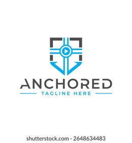 anchor cross media shield logo design