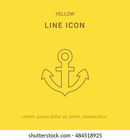Anchor Cute yellow thin line icon / logo Design