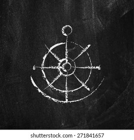 Anchor design element on a blackboard background - stock vector