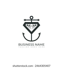 Anker-Diamant-Logo-Design-Vektorgrafik. Anchor Diamond Logo. Logo wurde mit Anker- und Diamant-Elementen in einem einfachen und modernen Stil erstellt.