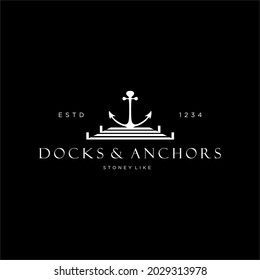 anchor and dock logo. dock and anchor vector illustration. suitable for unique character identity business