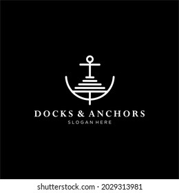 anchor and dock logo. dock and anchor vector illustration. suitable for unique character identity business