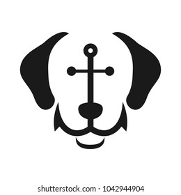 Anchor And Dog Vector Logo. Sea Dog Icon.