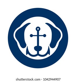 Anchor and dog vector logo. Sea Dog icon.